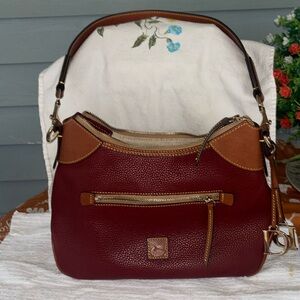 Dooney & Bourke Red and Tan Shoulder Bag with Elegant Design